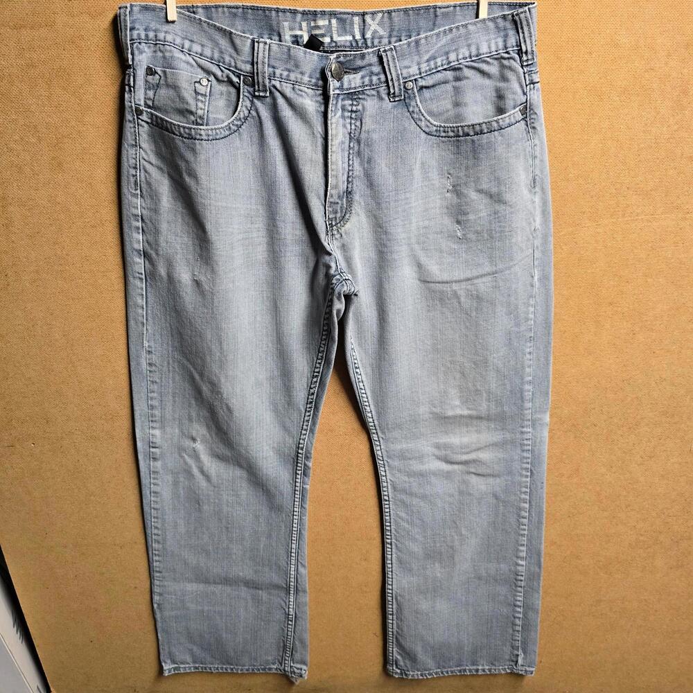 Helix Mens Jeans Size 38x32 Relaxed Boot Embroidered Wide Leg Y2K